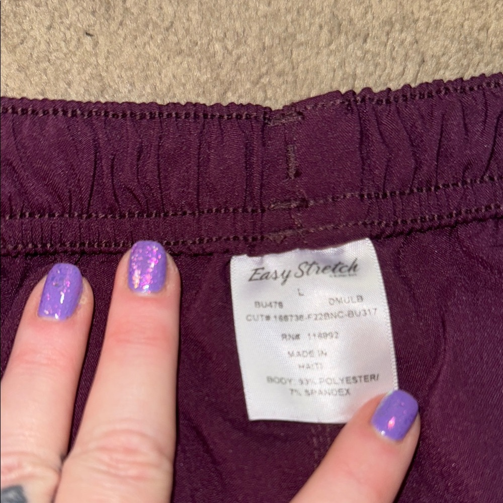 Purple Easy Stretch drawstring scrub pants
